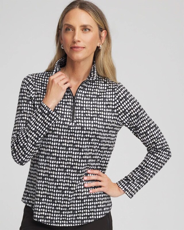 Zenergy UPF Printed Half-Zip Mockneck Top